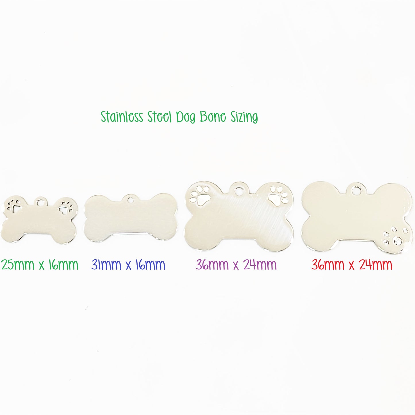 Stainless Steel Dog Bone with One Paw - 24mm x 36mm