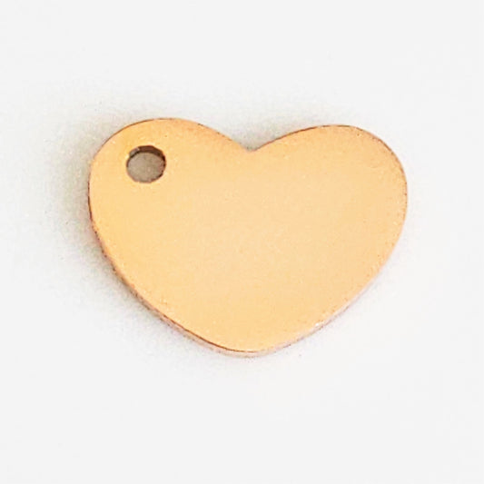 Rose Gold Plated Stainless Steel - 5/8" Heart (with hole)