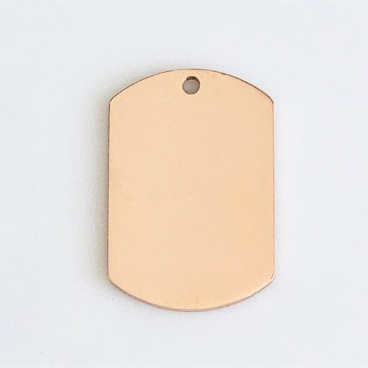 Rose Gold Plated Stainless Steel - 3/4" x 1" Dog Tag