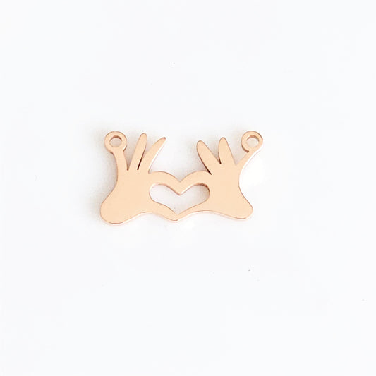 Heart Hands Charm - Rose Gold Plated