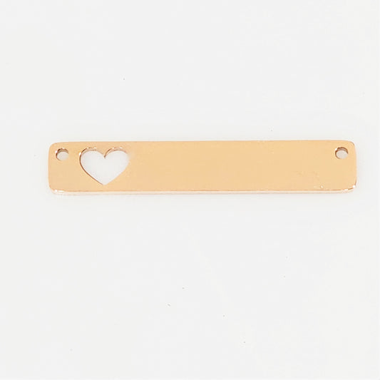 Rose Gold Plated Heart Rectangle - 6mm x 35mm