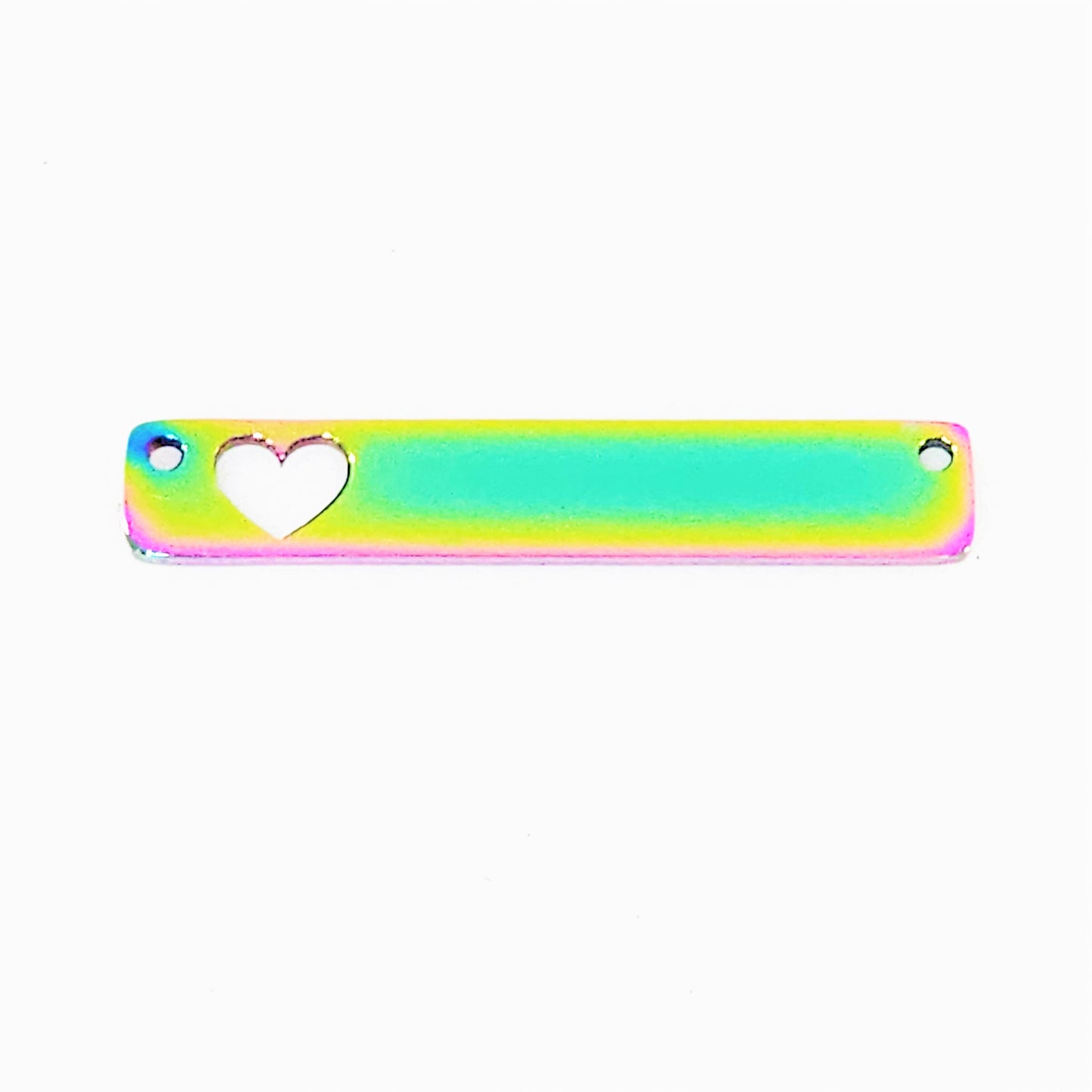 Rainbow Plated Heart Rectangle - 6mm x 35mm