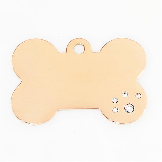Rose Gold Plated Dog Bone with One Paw - 24mm x 36mm