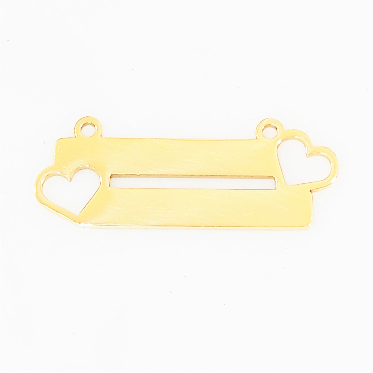 Gold Plated Double Bar & Heart Rectangle - 13mm x 35mm