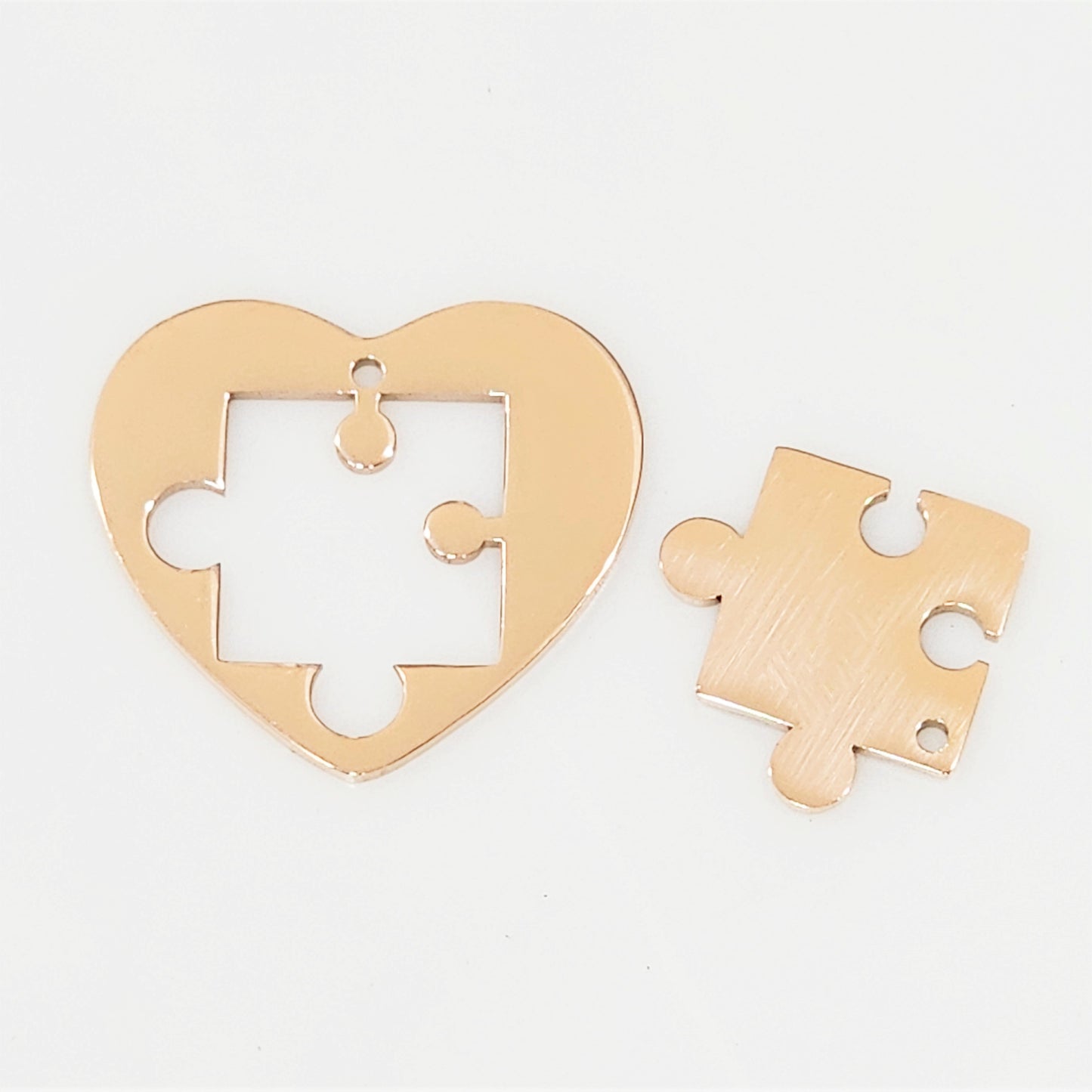 Heart & Puzzle Piece - Rose Gold Plated