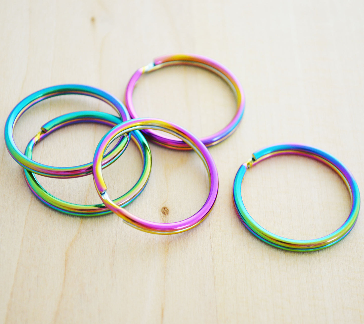 30mm Rainbow Round Key Rings