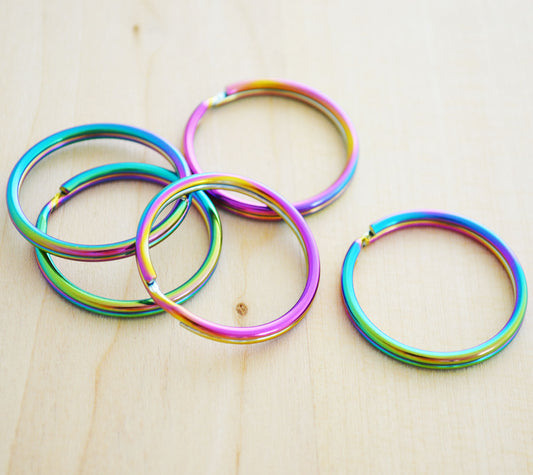 30mm Rainbow Round Key Rings